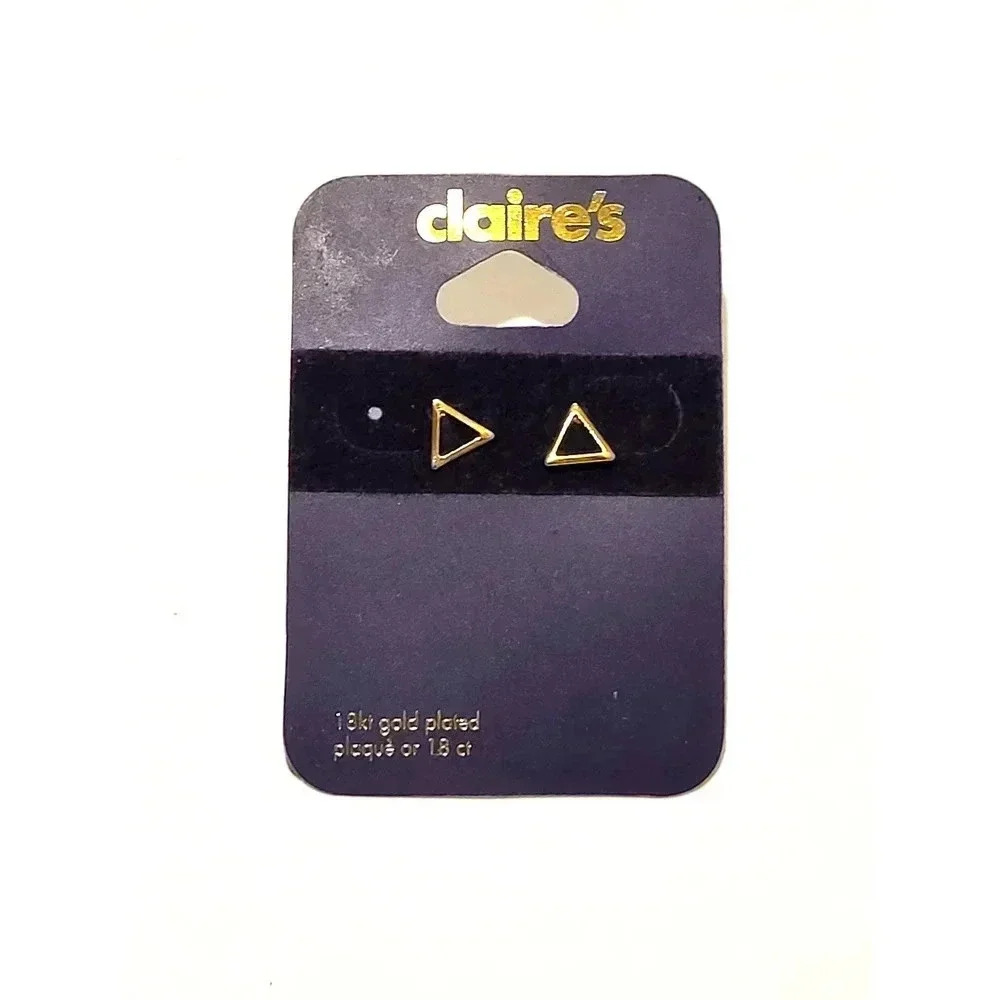 Claire's 18Kt Gold Plated Triangle Earrings New